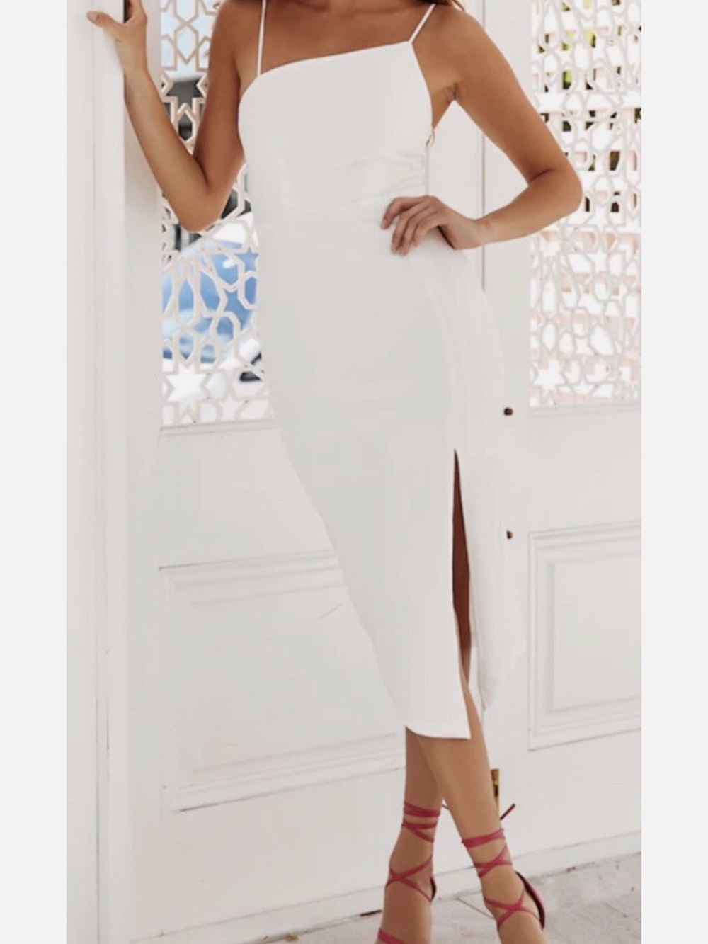 Hello Molly Time Well Spent Midi Dress White NWT Size US 6